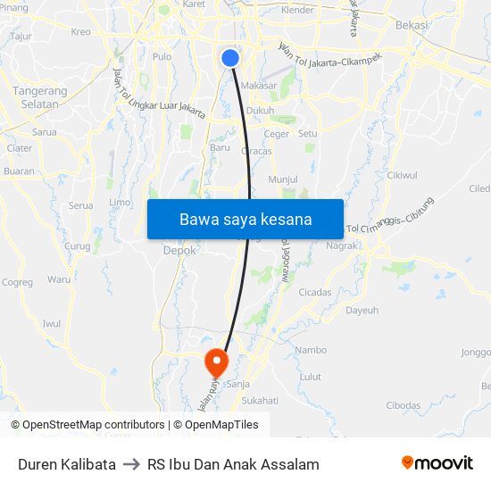 Duren Kalibata to RS Ibu Dan Anak Assalam map