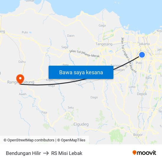 Bendungan Hilir to RS Misi Lebak map