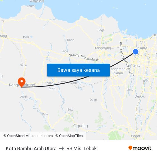 Kota Bambu Arah Utara to RS Misi Lebak map