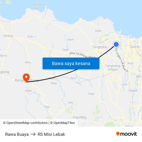 Rawa Buaya to RS Misi Lebak map