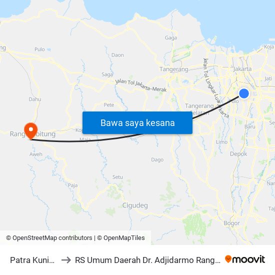 Patra Kuningan to RS Umum Daerah Dr. Adjidarmo Rangkasbitung map