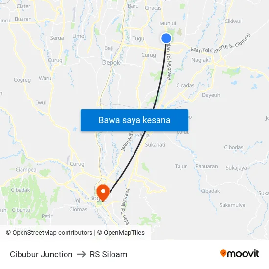 Cibubur Junction to RS Siloam map
