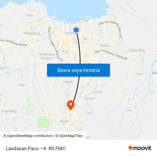 Landasan Pacu to RS FMC map