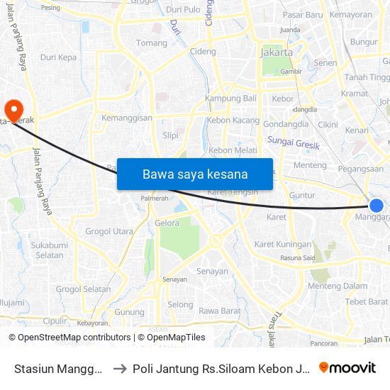 Stasiun Manggarai to Poli Jantung Rs.Siloam Kebon Jeruk map