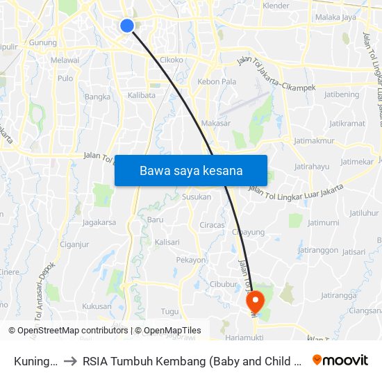 Kuningan to RSIA Tumbuh Kembang (Baby and Child Clinic) map