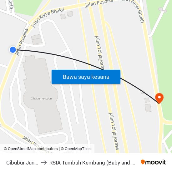 Cibubur Junction to RSIA Tumbuh Kembang (Baby and Child Clinic) map