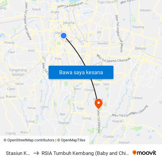 Stasiun Karet to RSIA Tumbuh Kembang (Baby and Child Clinic) map
