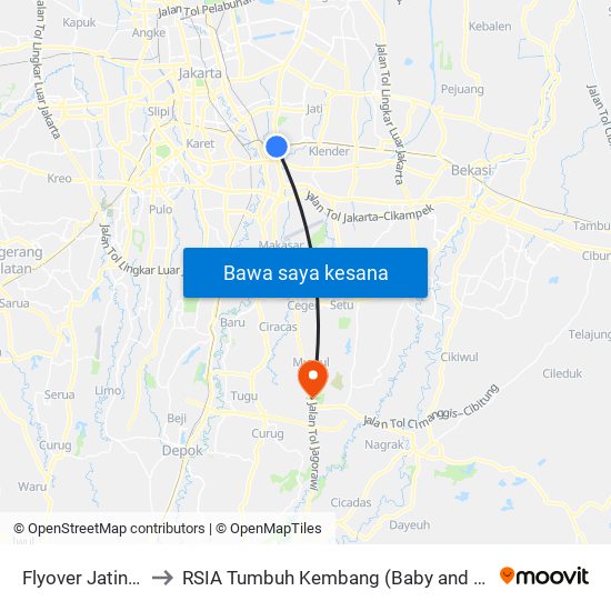 Flyover Jatinegara to RSIA Tumbuh Kembang (Baby and Child Clinic) map