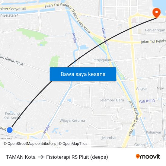 TAMAN Kota to Fisioterapi RS Pluit (deeps) map
