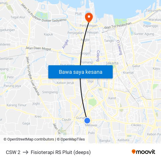 CSW 2 to Fisioterapi RS Pluit (deeps) map