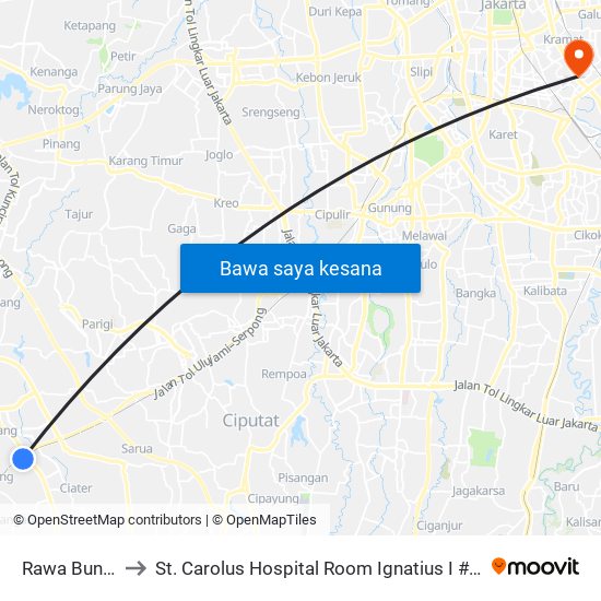 Rawa Buntu to St. Carolus Hospital Room Ignatius I #11 map