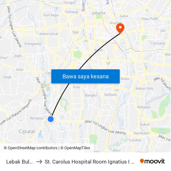 Lebak Bulus to St. Carolus Hospital Room Ignatius I #11 map