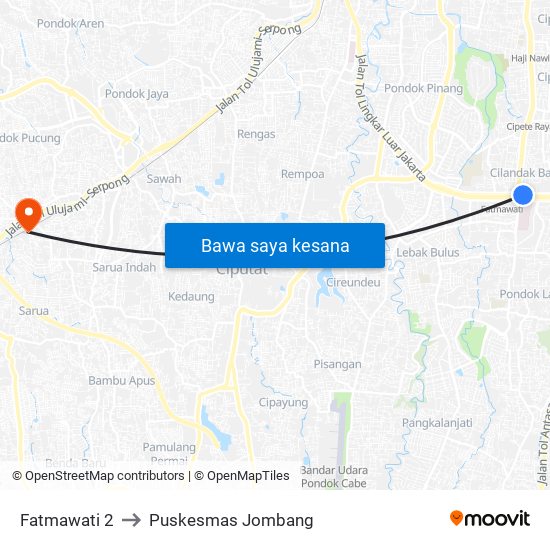 Fatmawati 2 to Puskesmas Jombang map