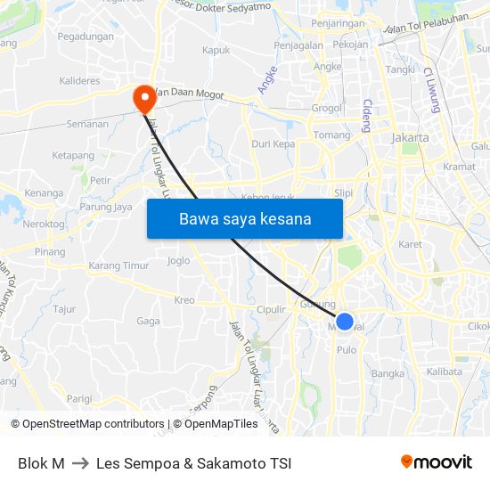 Blok M to Les Sempoa & Sakamoto TSI map