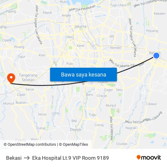 Bekasi to Eka Hospital Lt.9 VIP Room 9189 map