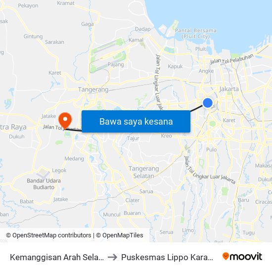 Kemanggisan Arah Selatan to Puskesmas Lippo Karawaci map