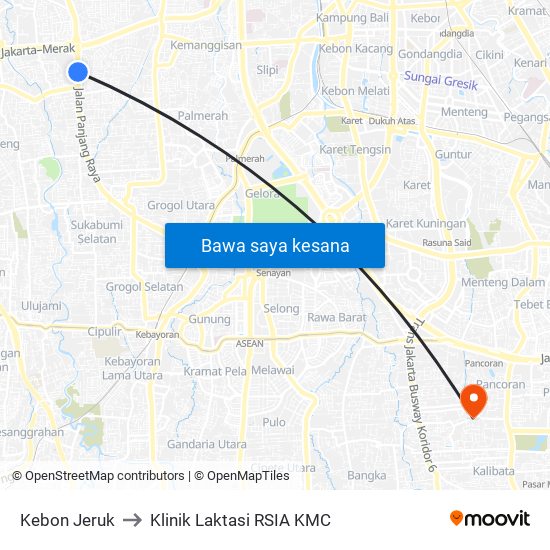 Kebon Jeruk to Klinik Laktasi RSIA KMC map