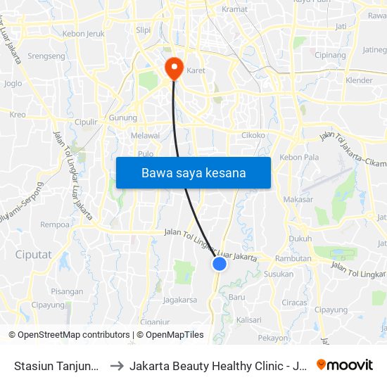 Stasiun Tanjung Barat 2 to Jakarta Beauty Healthy Clinic - Jakarta Hospital map