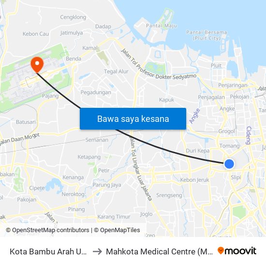 Kota Bambu Arah Utara to Mahkota Medical Centre (MMC) map
