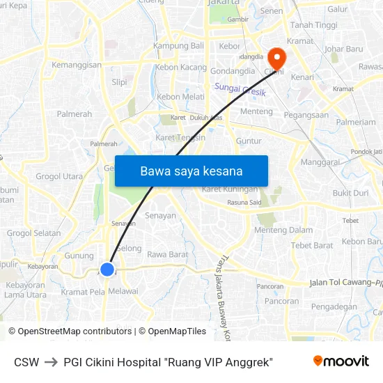 CSW to PGI Cikini Hospital "Ruang VIP Anggrek" map