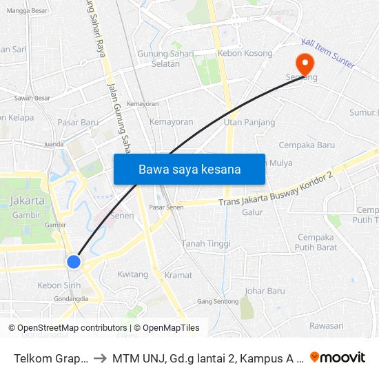 Telkom Grapari to MTM UNJ, Gd.g lantai 2, Kampus A UNJ map