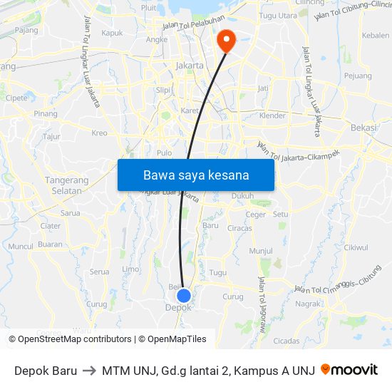 Depok Baru to MTM UNJ, Gd.g lantai 2, Kampus A UNJ map