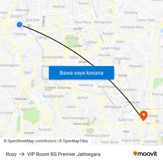 Roxy to VIP Room RS Premier Jatinegara map
