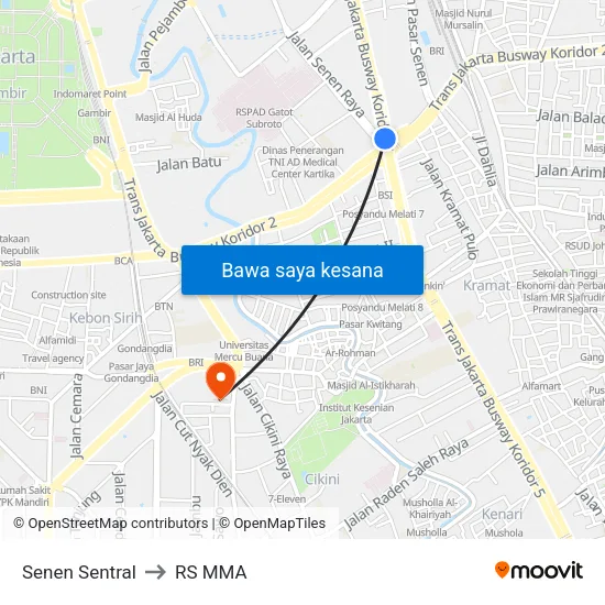 Senen Sentral to RS MMA map