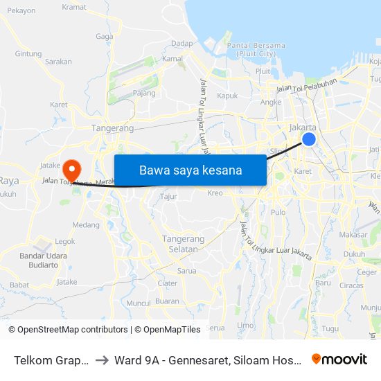 Telkom Grapari to Ward 9A - Gennesaret, Siloam Hospital map