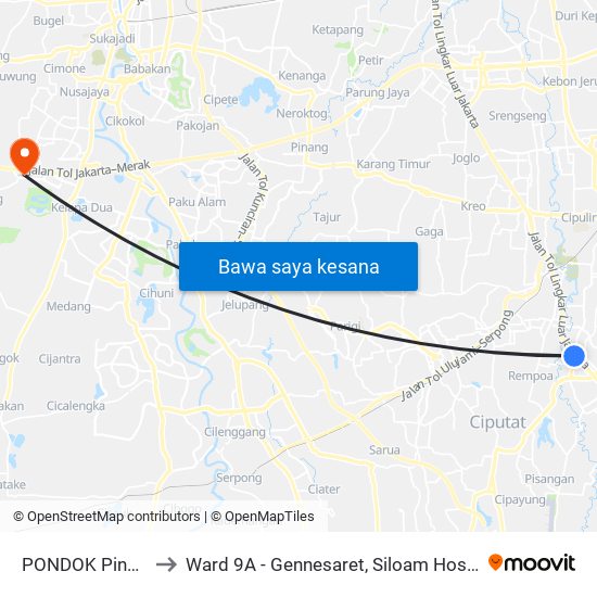 PONDOK Pinang to Ward 9A - Gennesaret, Siloam Hospital map