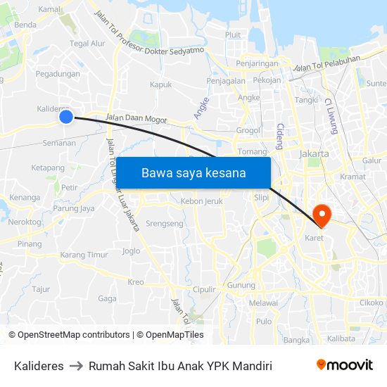 Kalideres to Rumah Sakit Ibu Anak YPK Mandiri map