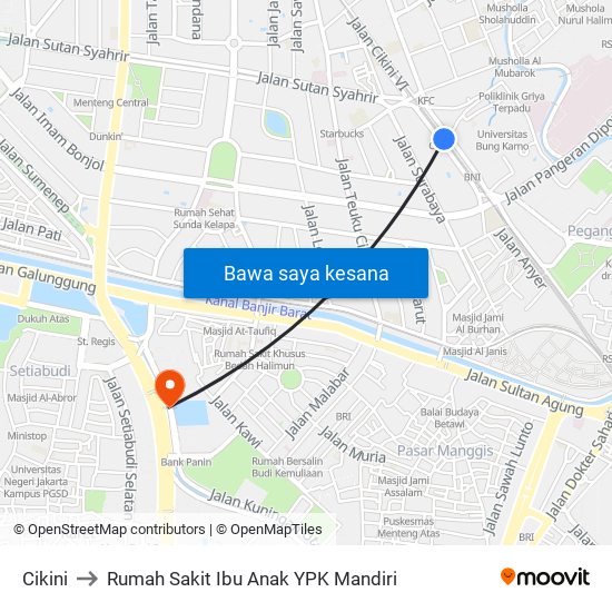 Cikini to Rumah Sakit Ibu Anak YPK Mandiri map