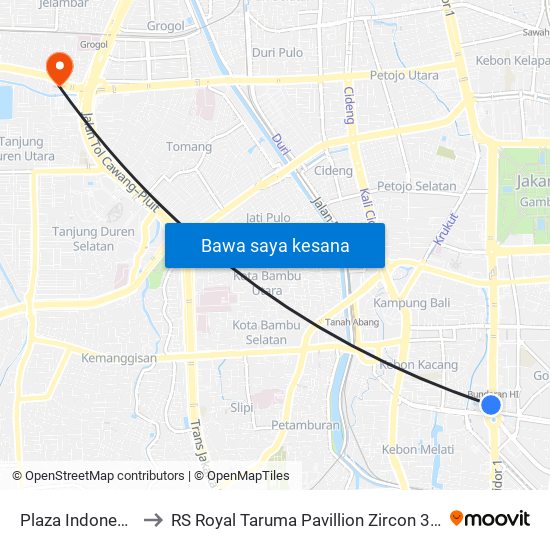 Plaza Indonesia to RS Royal Taruma Pavillion Zircon 355 map