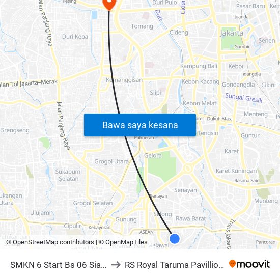 SMKN 6 Start Bs 06 Siang, 11 Siang to RS Royal Taruma Pavillion Zircon 355 map