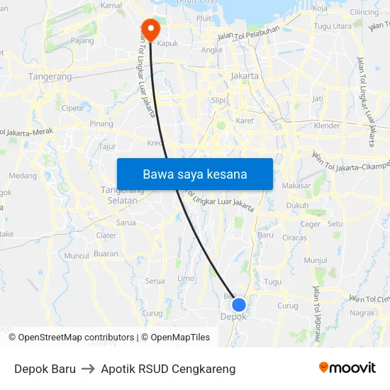 Depok Baru to Apotik RSUD Cengkareng map