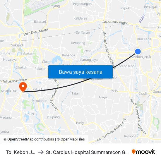 Tol Kebon Jeruk 2 Ke St. Carolus Hospital Summarecon Gading Serpong ...