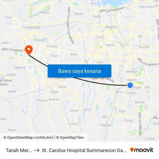 Tanah Merdeka, Jakarta Timur ke St. Carolus Hospital Summarecon Gading