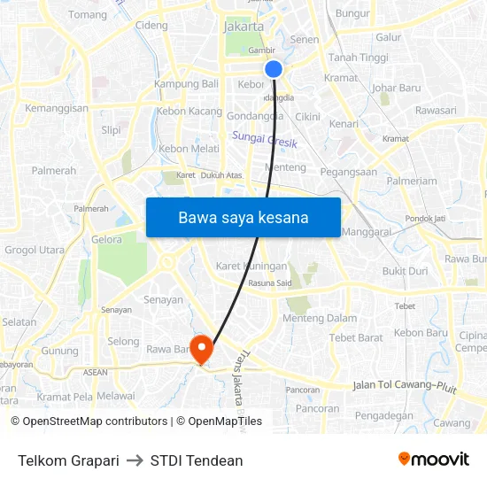 Telkom Grapari to STDI Tendean map