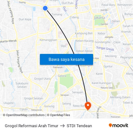 Grogol Reformasi Arah Timur to STDI Tendean map