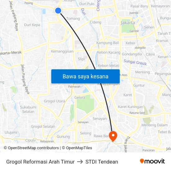 Grogol Reformasi Arah Timur to STDI Tendean map