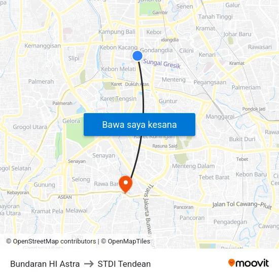 Bundaran HI Astra to STDI Tendean map