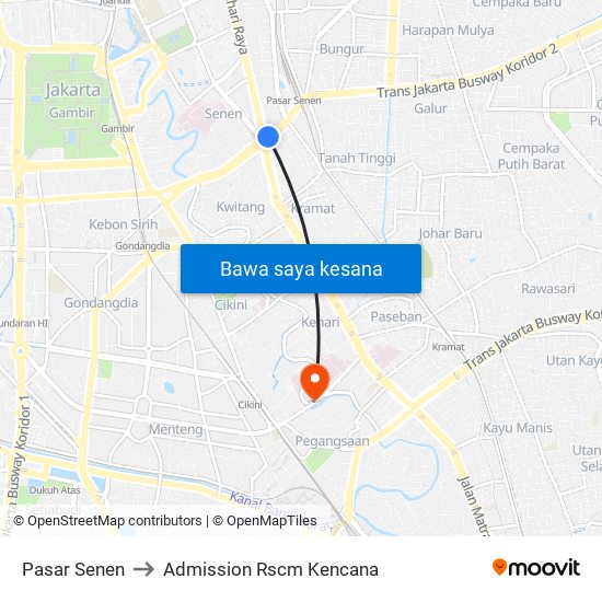 Pasar Senen to Admission Rscm Kencana map