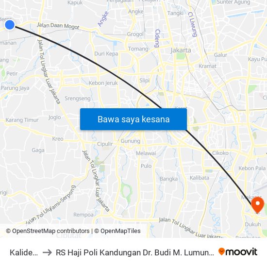 Kalideres to RS Haji Poli Kandungan Dr. Budi M. Lumunon, SpOG map