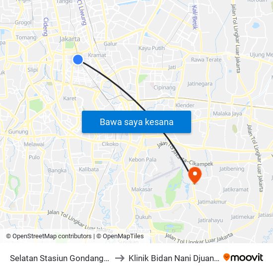 Selatan Stasiun Gondangdia to Klinik Bidan Nani Djuanda map