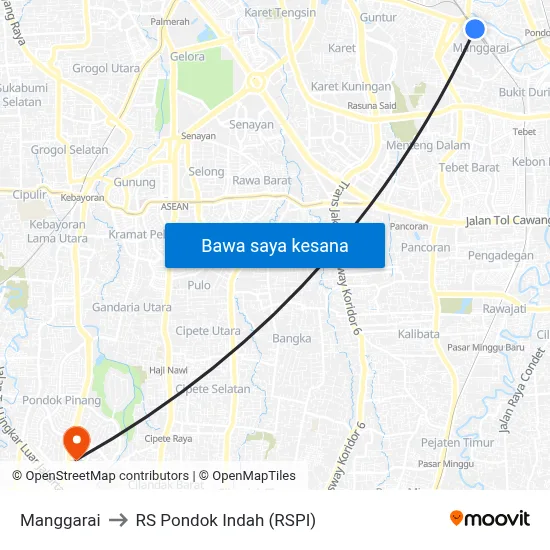 Manggarai to RS Pondok Indah (RSPI) map