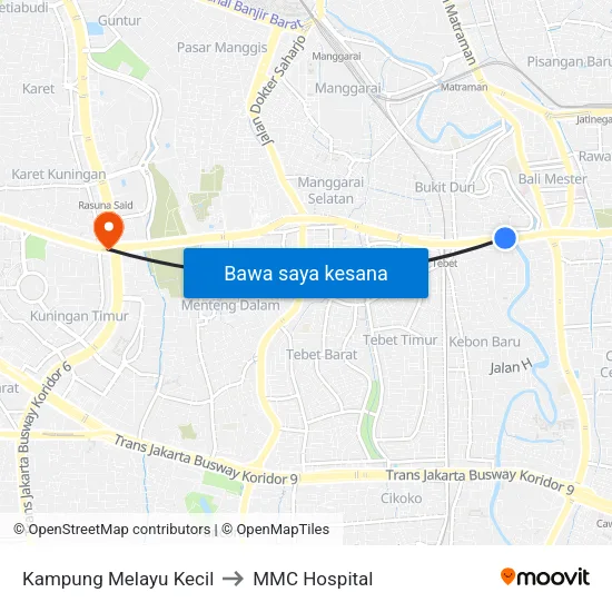 Kampung Melayu Kecil to MMC Hospital map