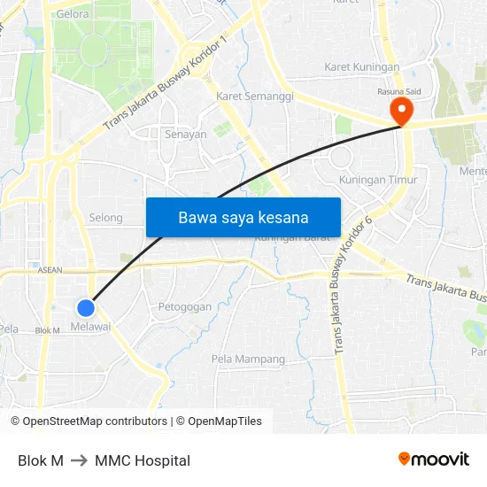 Blok M to MMC Hospital map