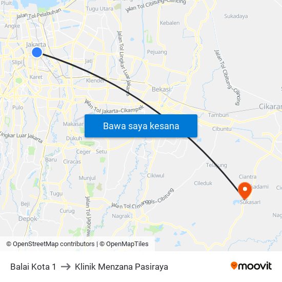 Balai Kota 1 to Klinik Menzana Pasiraya map