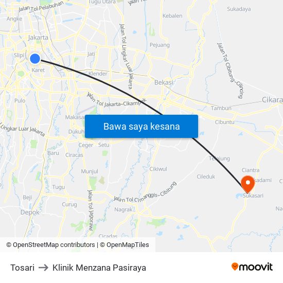 Tosari to Klinik Menzana Pasiraya map