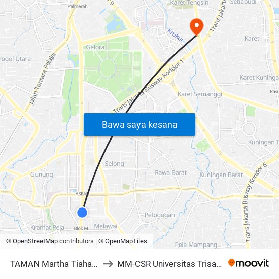 TAMAN Martha Tiahahu to MM-CSR Universitas Trisakti map